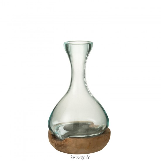 J-Line J Line vases Jolipa Vase Bouteille Gamal Bois Verre Naturel Transparent Small.