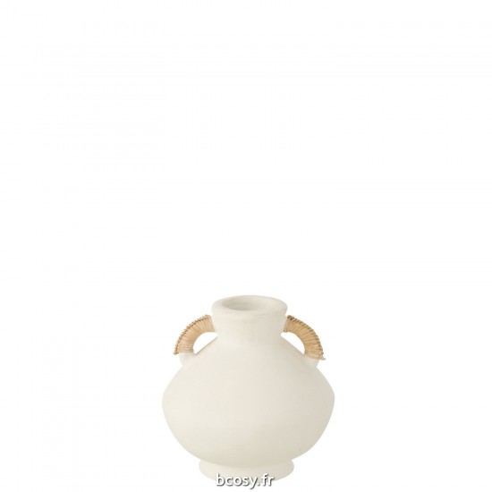 J-Line J Line vases Jolipa Petit Vase Leo Terracotta Blanc Naturel.
