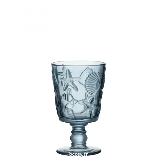 J-Line J Line verre à boire verres à boire Jolipa Verre A Vin Mer Verre Bleur Clair.