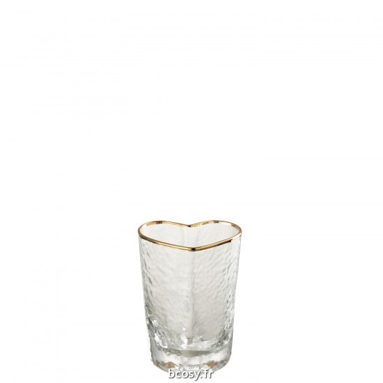 J-Line J Line verre à boire verres à boire Jolipa Verre Coeur Verre Or Transparent.