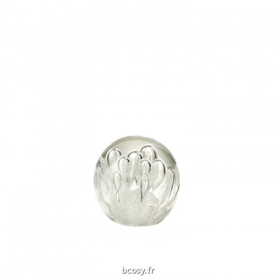 J-Line J Line presse papiers Jolipa Presse Papier Bulles Verre Blanc Small.