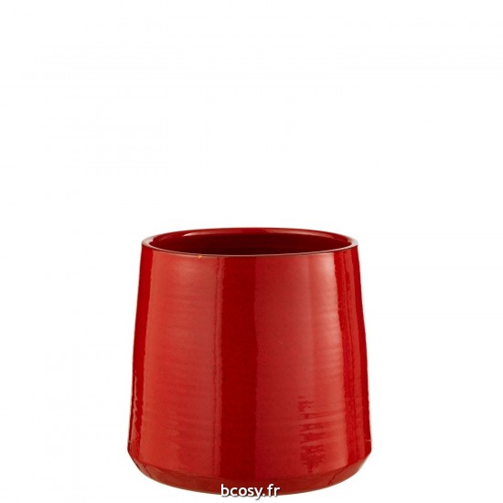 J-Line J Line cachepots de fleur Jolipa Cachepot Rond Ceramique Rouge Large.
