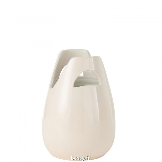 J-Line J Line Vase déco Vases déco Jolipa Vase Anse Ceramique Blanc Small.