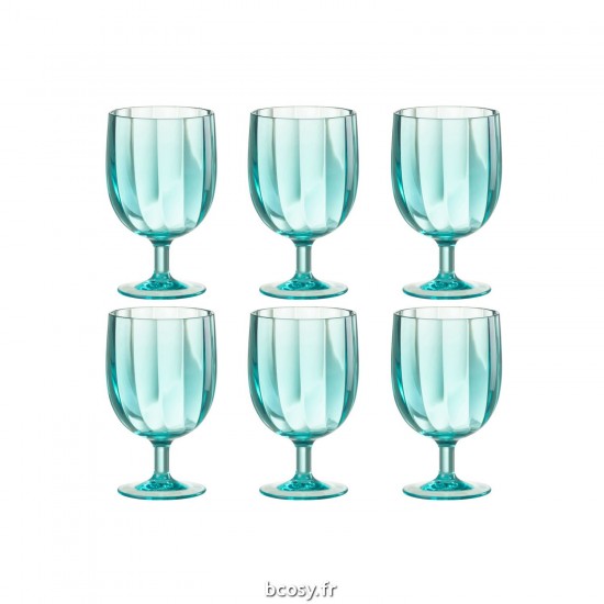 J-Line J Line verre à boire verres à boire Jolipa Boite De 6 Veere A Vin Plastique Bleu.