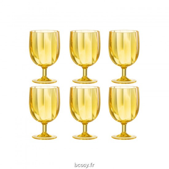 J-Line J Line verre à boire verres à boire Jolipa Boite De 6 Veere A Vin Plastique Jaune.