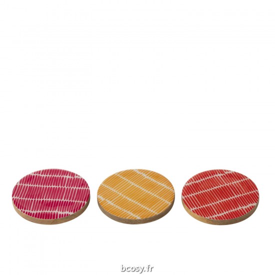 J-Line J Line Cuillères Fourchettes Couteaux couverts de table Jolipa Set 4 Sous Verre Manguier Mix Assortiment De 3.