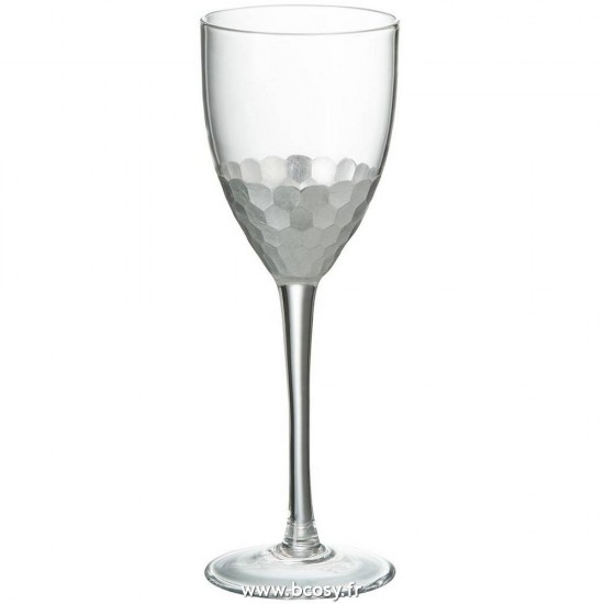 J-Line verres a vin Jolipa Jline Verre A Vin Blanc Verre Transparent Argent