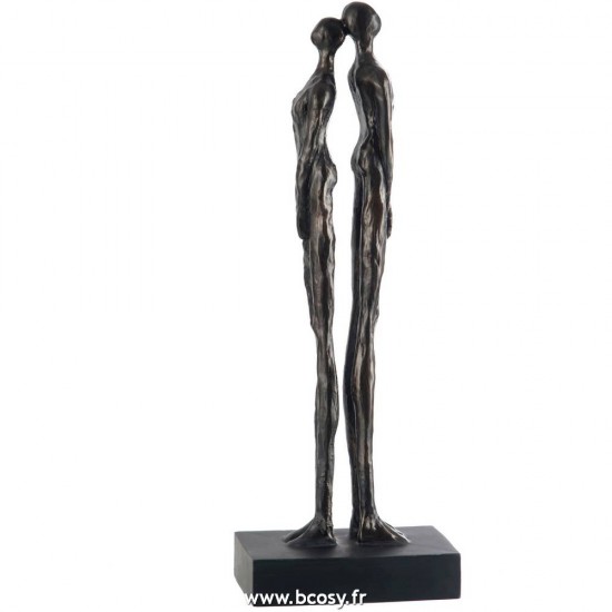 J-Line Statut couple dos à dos marron foncé Beeld koppel rug aan rug imitatiebrons J LINE couples paires statuettes Jolipa Jline Couple Dos A Dos Resine Marron Fonce
