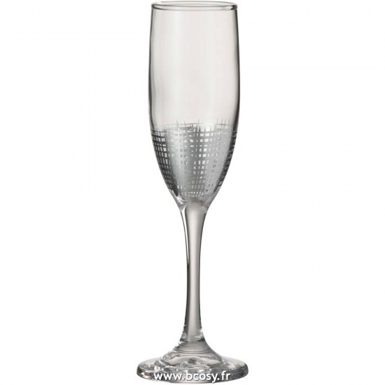J-Line verres a d eau Jolipa Jline Verre A Champagne Grillage Verre Argent Transparent