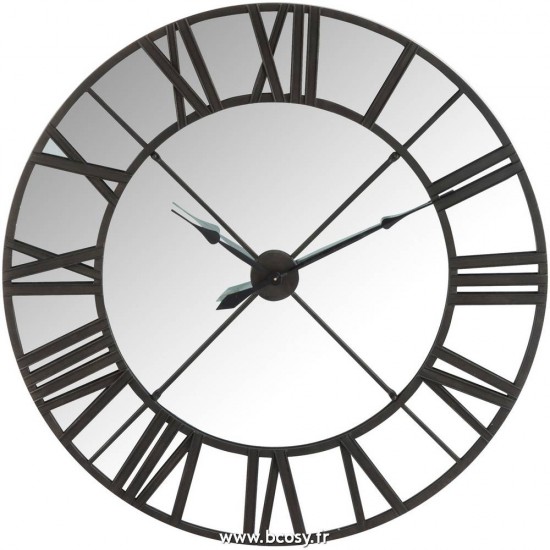J-Line horloges murales Jolipa Jline Horloge Miroir Chiffres Romais Metal Noir