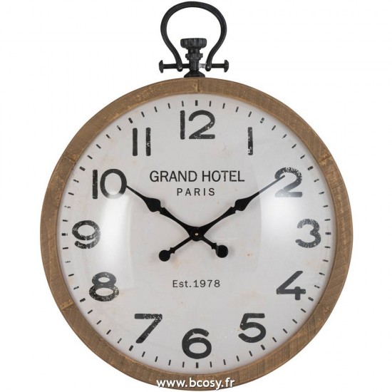 J-Line horloges murales Jolipa Jline Horloge Ronde Boule Verre Bois Naturel Small