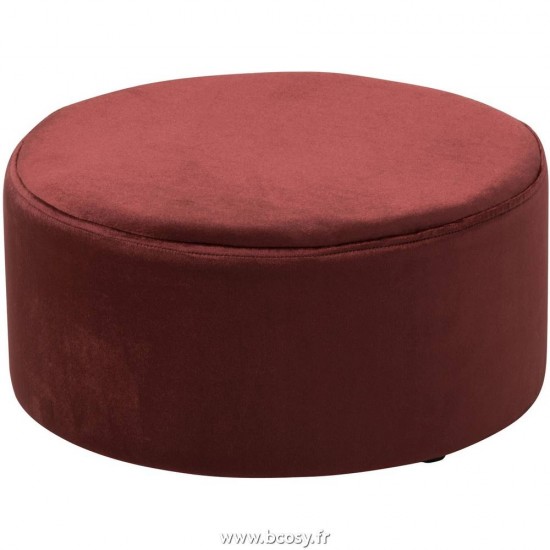 J-Line poufs ronds Jolipa Jline Pouf Rond Velours Bordeaux