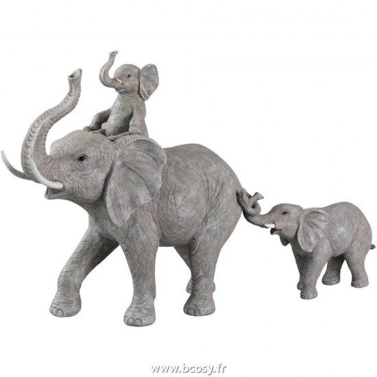 J-Line elephants statuettes Jolipa Jline Elephant Bebe Sur Dos Resine Gris