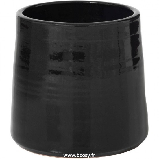 J-Line cachepots de fleur Jolipa Jline Cachepot Rond Ceramique Noir Medium