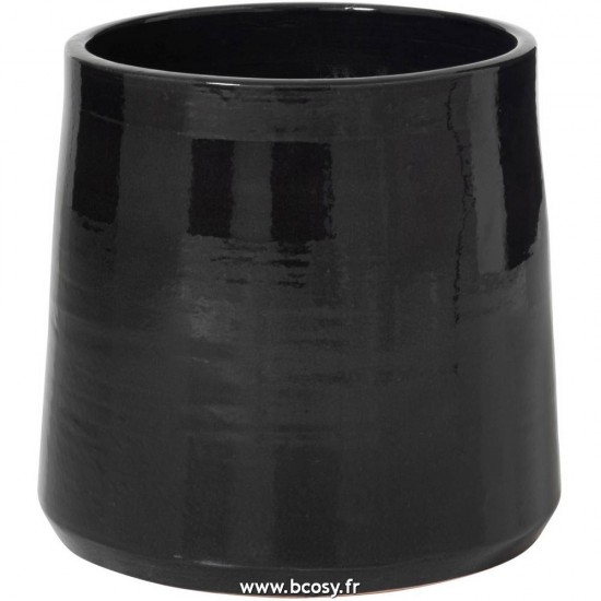 J-Line cachepots de fleur Jolipa Jline Cachepot Rond Ceramique Noir Large