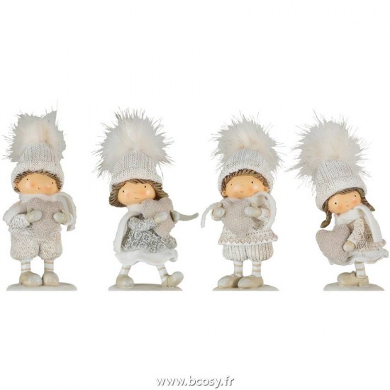 J-Line enfants hiver Jolipa Jline Enfant Hiver Coeur Resine Blanc Assortiment De 4