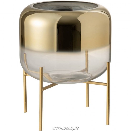 J-Line Jolipa Jline Vase Oceanne Verre Or Transparent Small