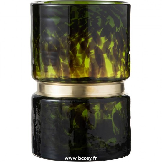 J-Line vases Jolipa Jline Vase Tache Decoratif Verre Vert Noir Or Small