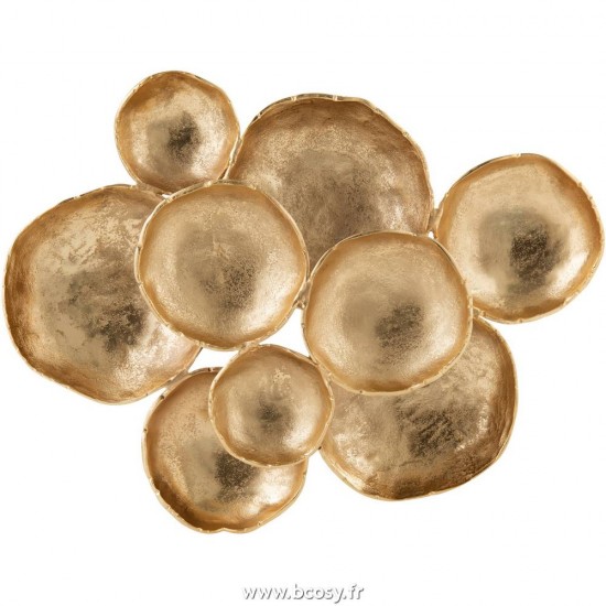 J-Line crèches de Noël Jolipa Jline Decoration Murale 9 Cercles Aluminium Or