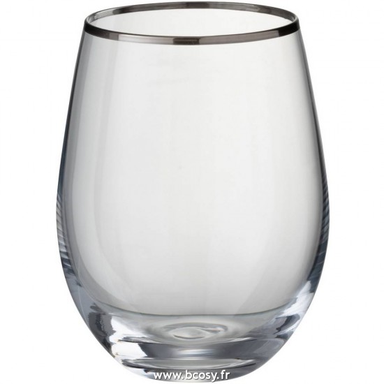 J-Line verres a d eau Jolipa Jline Verre Boule Bord Verre Transparent Argent