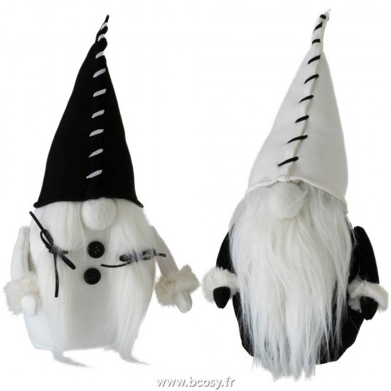 J-Line peres noël Jolipa Jline Pere Noel Textile Noir Blanc Small Assortiment De 2