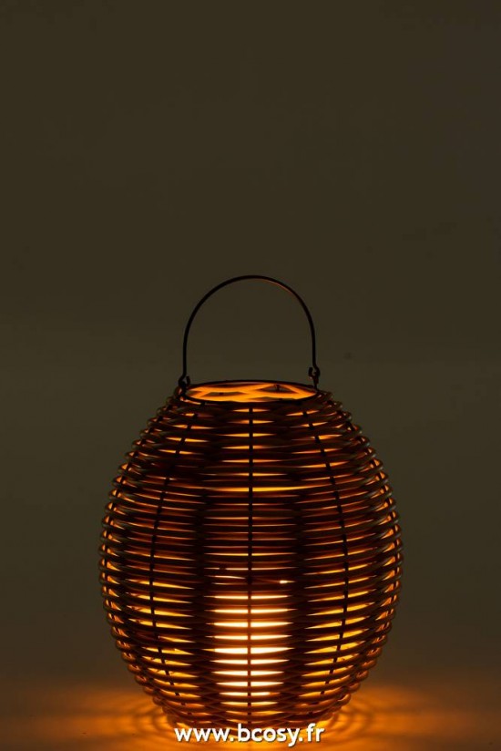 J-Line lanternes photophores Jolipa J Line Jline Lanterne Tissee Led Plastique Naturel Medium