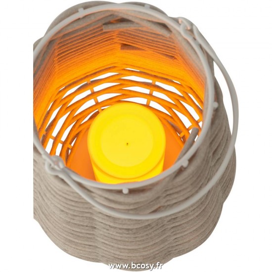 Jolipa J Line Jline Lanterne Tissee Led Plastique Blanc Small