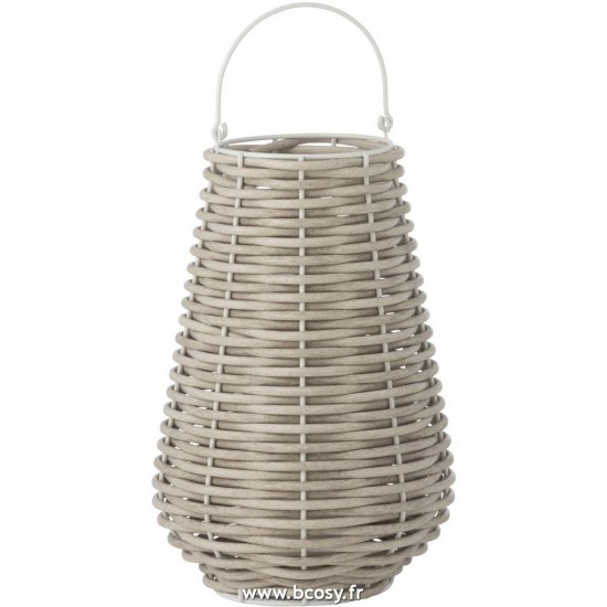 J Line Lanterne Tissee Led Plastique Blanc Small 47H Jline 10006 by Jolipa 10006