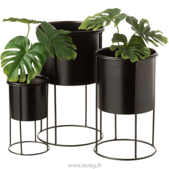 J-Line cachepots de fleur Jolipa J Line Jline Cachepot Sur Pied Metal Noir Large