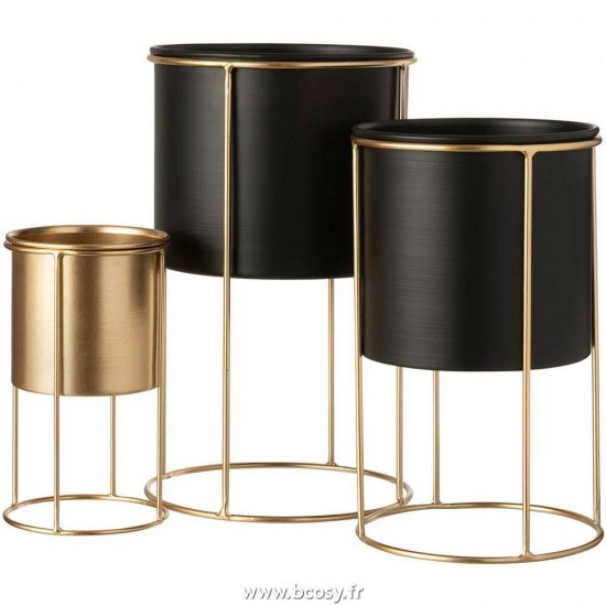 Jolipa J Line Jline Cachepot Sur Pied Metal Noir Large