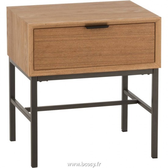 J Line Table Gigogne+Support Bois Metal Naturel L48xB36xH51 Jline 10605 by Jolipa 10605