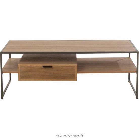 Jolipa J Line Jline Table Tv 1 Tiroir Bois Metal Naturel