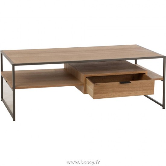 J-Line Tavolino Tv 1 Cassetto Legno/Metallo Naturale