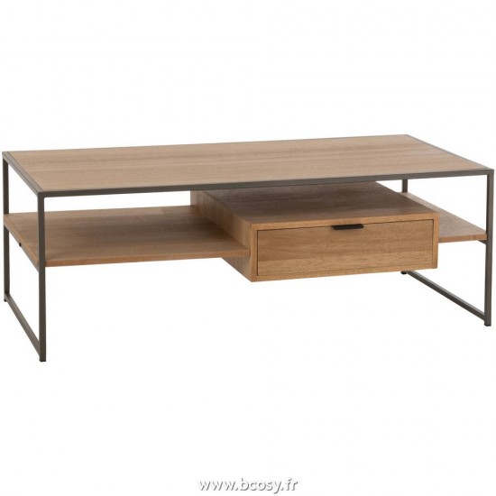 J Line Table Tv 1 Tiroir Bois Metal Naturel L120xB60xH43 Jline 10607 by Jolipa 10607