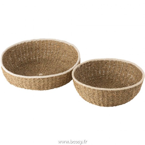 J Line Set De 2 Plat Bord Blanc Papier Marron L46xB46xH14 Jline 10647 by Jolipa 10647