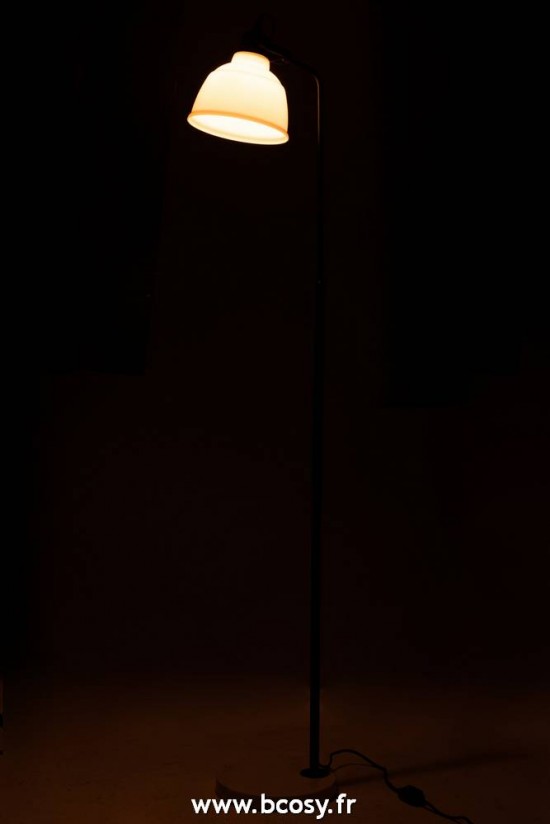 J-Line Lampadaires Lampes Raides Debouts Sur Pied De Sol Jolipa J Line Jline Lampe Sur Pied Magali Acier Verre Blanc