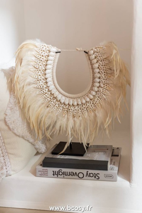 Jolipa J Line Jline Collier Pied Dora Coquillage Plumes Blanc Small