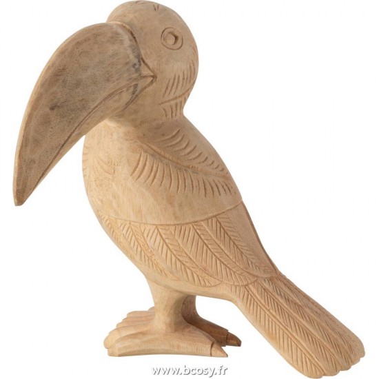 J Line Toucan Bois Albasia Naturel Large L30xB30xH30 Jline 10768 by Jolipa 10768