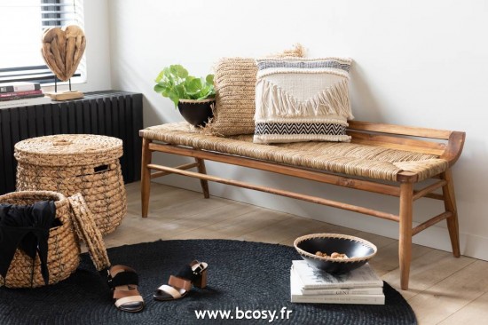 Jolipa J Line Jline Coussin Carre Raphia Naturel Small