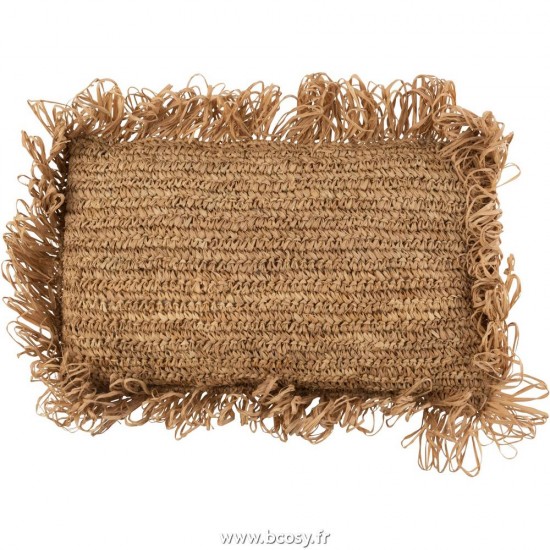 J Line Coussin Rectangulaire Raphia Naturel L50xB30xH13 Jline 10782 by Jolipa 10782