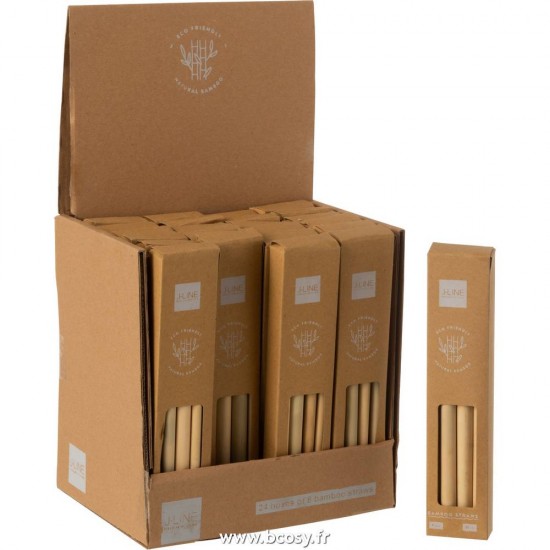 J-Line pailles à boire Jolipa J Line Jline Boite 8 Pailles Bambou Naturel