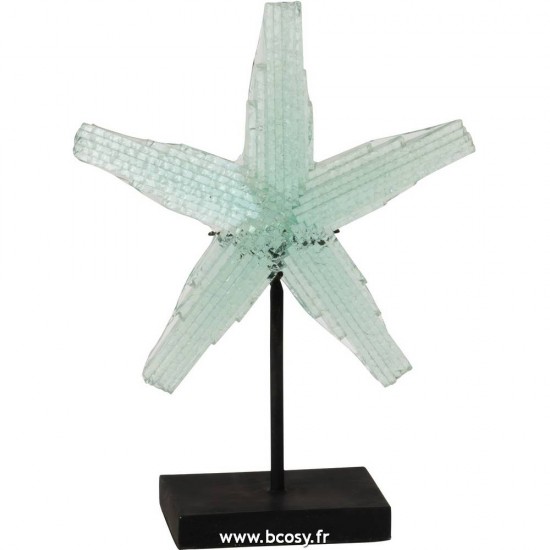 J Line Etoile De Mer Sur Pied Verre Recycle Transparent Large L27xB8xH35 Jline 10803 by Jolipa 10803