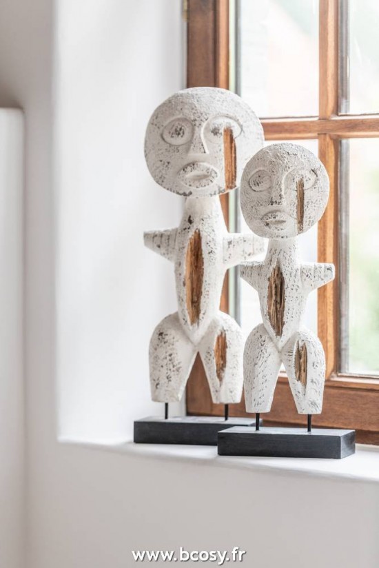 Jolipa J Line Jline Personnage Primitif Bois Albasia Blanc Small