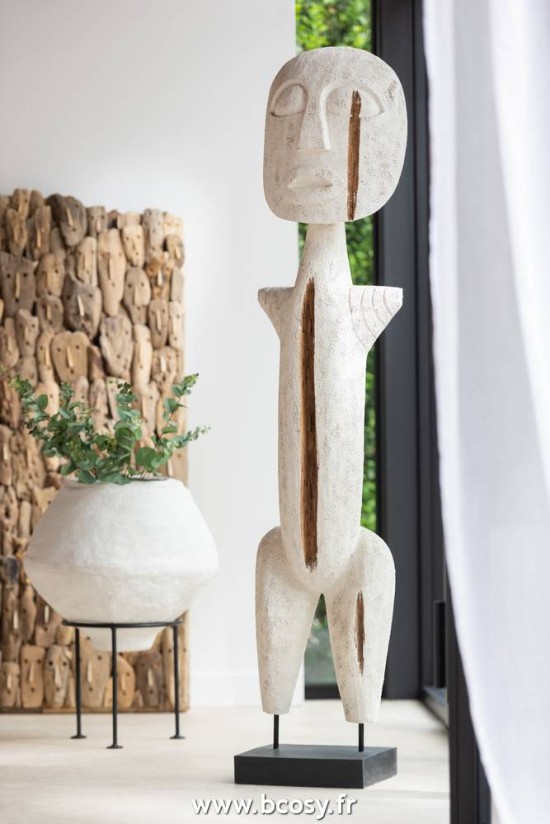 Jolipa J Line Jline Personnage Primitif Bois Albasia Blanc Extra Large