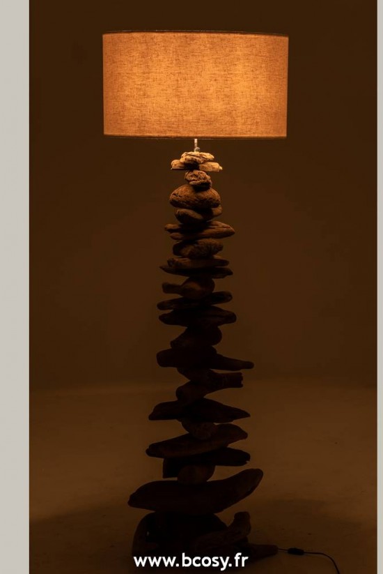 J-Line Lampadaires Lampes Raides Debouts Sur Pied De Sol Jolipa J Line Jline Lampe Abat Jour Bois Flotte Naturel Beige Large