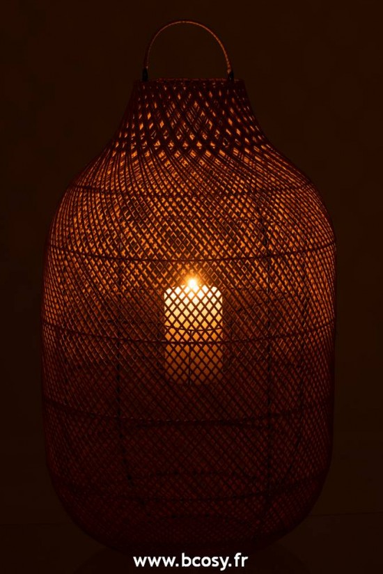 J-Line lanternes photophores Jolipa J Line Jline Lanterne Cylindrique Extra Large Rotin Naturel