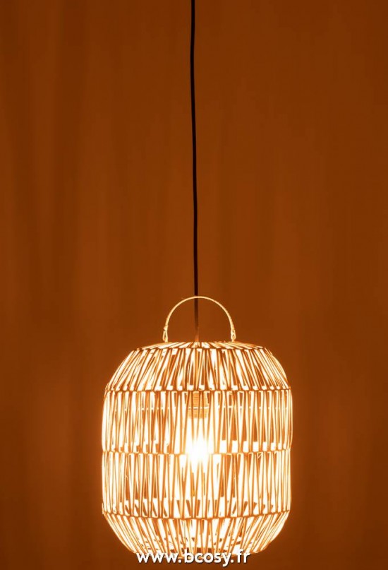 Jolipa J Line Jline Abat Jour Cylindrique Rotin Blanc