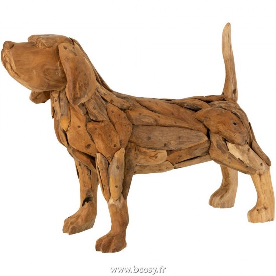 J Line Chien Morceaux Tek Bois Naturel L80xB20xH50 Jline 10890 by Jolipa 10890