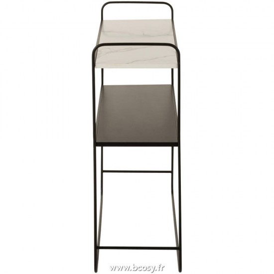 J-Line tables de drapier murales Jolipa J Line Jline Console Marbre 2 Planches Mdf Metal Noir