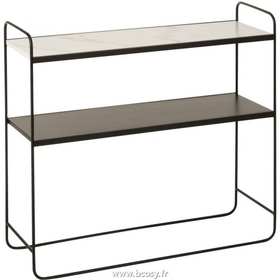 J Line Console Marbre 2 Planches Mdf Metal Noir L90xB30xH80 Jline 11007 by Jolipa 11007